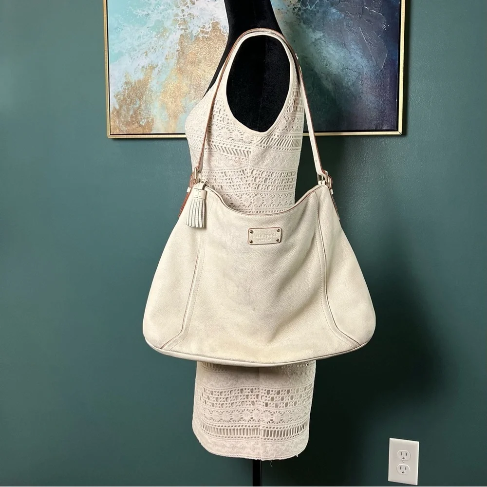 Distressed Kate Spade Leather Hobo - Picture 1 of 16